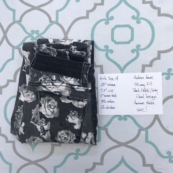 💙👖CUTE! HUDSON FLORAL SKINNY👖💙14 28” VGUC - Picture 8 of 8